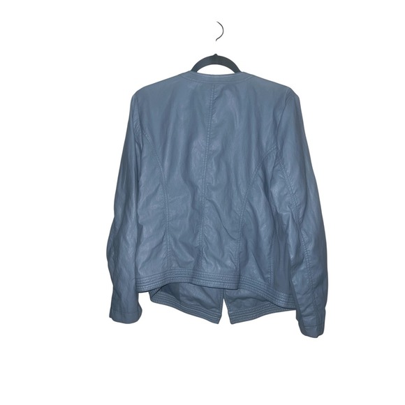 Chico's Moto Jacket Faux Leather Suede Trim blue Size 2 boho - Picture 2 of 7